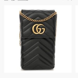 NO OFFERS / FINAL MARKDOWN $1390 GUCCI Calfskin GG Marmont Crossbody Bag Black